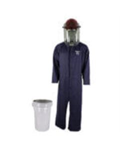 OBRHRC2-BKT-NB-L image(0) - Oberon Bucket Kit - Arc Flash - 8 Cal HRC2&trade; - Comes With Coveralls, Hard Cap, Face Shield, Balaclava & Storage Bucket - Color: Navy Blue - Size: Large
