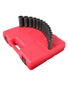 SUNEX 1/2" Drive 14 Piece Metric Deep Impact Socket Set
