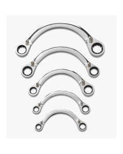 KDT9850 image(0) - GearWrench 5 Piece 72-Tooth 12 Point Reversible Half Moon Double Box Ratcheting Metric Wrench Set
