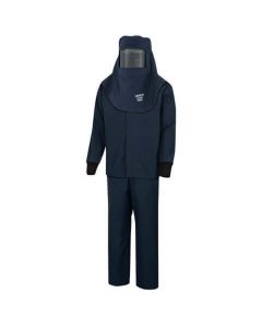 Oberon Suit Kit - Arc Flash - 40 Cal LAN&trade; - Comes with Hood with Hard Cap, Coat, Bib Overalls and Fresh Air Arc Flash Hood Ventilation System & Light - With Escape Strap - Color: Navy Blue - Size: XL