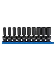 KDT84924N image(0) - GearWrench 10 Piece 3/8 Inch Drive 6 Point Deep Universal Impact Metric Socket Set