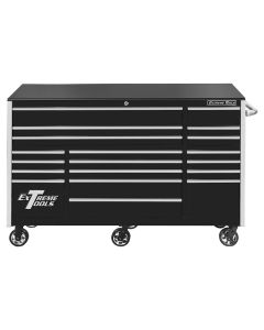 EXTRX722519RCBKCR-X image(0) - Extreme Tools RX Series 72 Inch Wide x 25 Inch Long 19 Drawer Triple Bank Roller Cabinet 150 Pound Slides Black with Chrome Drawer Pulls