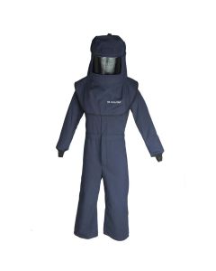 OBRLNS4A-2XL-HVSL image(0) - Oberon Suit Kit - Arc Flash - 40 Cal LAN&trade; - Comes with Hood with Hard Cap, Coveralls and Fresh Air Arc Flash Hood Ventilation System & Light - Color: Navy Blue - Size: 2XL