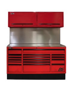 Homak Manufacturing 72 in. CTS Centralized Tool Storage with Solid Back Splash Set, Red