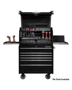 EXTPWSRC4124TK image(0) - Extreme Tools PWS Series 41in W x 24in D Extreme Portable Workstation and 41in W x 25in D 6-Drawer Roller Cabinet Combo, Textured Black