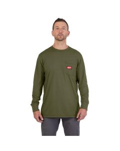 MLW606GN-XL image(0) - Milwaukee Tool GRIDIRON Pocket T-Shirt - Long Sleeve Green XL