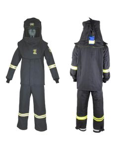 OBRTCG3B-L-HVSL image(0) - Oberon Suit Kit - Arc Flash - 25 Cal TCG&trade; - Comes with Hood, Coat, Bib Coveralls and Fresh Air Arc Flash Hood Ventilation System & Light - Color: Black - Size: 2XL