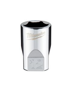 MLW45-34-9038 image(1) - Milwaukee Tool Milwaukee Tool 1/4" Drive 12mm Metric Socket with FOUR FLAT Sides, 6-Point, Vanadium Steel, Chrome