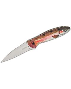 KER1660TROUT image(0) - Kershaw Leek Assisted Open Liner Lock Drop Point Blade EDC Folding Pocket Knife -Trout/Silver