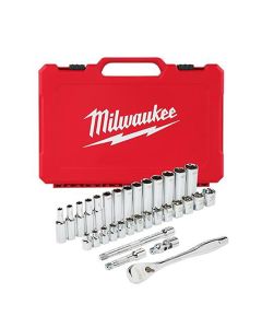MLW48-22-9508-X image(0) - Milwaukee Tool 3/8" Drive 32pc Ratchet & Socket Set - Metric
