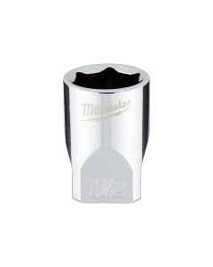 MLW45-34-9009 image(1) - Milwaukee Tool 1/4" Drive1/2" SAE 6-Point Deep Socket with FOUR FLAT Sides, Vanadium Steel, Chrome