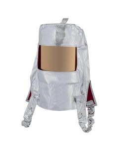 OBRHR-PB-8AFR image(0) - Oberon Hood with Ratcheting Adjustable Headgear - Heat Reflective - Aluminized PBI/Kevlar - Window: Green Gold
