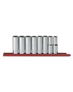 KDT80713 image(0) - GearWrench 8PC 1/2" DR 12PT DEEP SAE SOCKET SET
