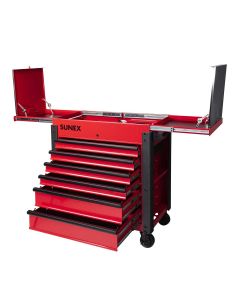 SUN8035XTFD image(1) - SUNEX 6-Drawer Slide Top Service Cart, Red
