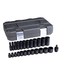 KDT84919N image(0) - GearWrench 25 Piece 3/8 Inch Drive 6 Point Standard & Deep Impact SAE Socket Set