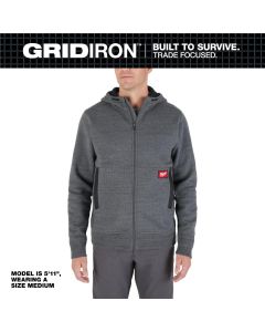 MLWM250G-XL image(0) - Milwaukee Tool GRIDIRON Full-Zip Hoodie- Gray- XL