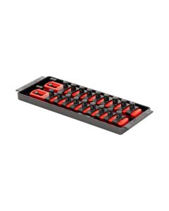 ERN8553 image(0) - Ernst 2 Rail Universal Twist Lock Socket Tray 8", Red, with 18) 3/8" Socket Clips