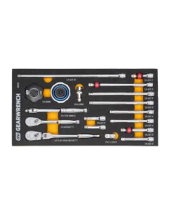 KDT86520 image(0) - GearWrench 18 Piece 1/4 Inch 90-Tooth Ratchet & Drive Tool Set with Foam Storage Tray