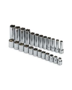 S K Hand Tools SOCKET SET EX.LONG 3/8IN. DRIVE 24PC MET DEEP 6PT