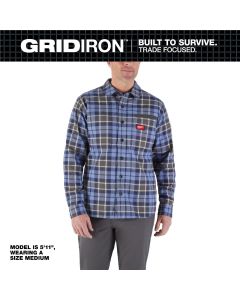 MLWM551U-2X image(0) - Milwaukee Tool GRIDIRON Flannel Shirt - Blue - 2X