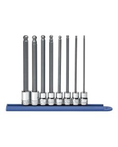KDT80573 image(0) - GearWrench 8 Piece 3/8 Inch Drive Long Ball End Hex Bit Metric Socket Set