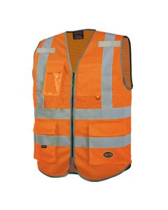 Pioneer Pioneer - Mesh 9-Pocket Safety Vest - Hi-Vis Orange - Size XS
