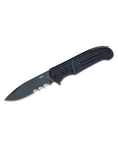 CRK6885 image(0) - CRKT (Columbia River Knife) Ignitor Assisted Opening EDC Pocket Knife with Veff Serrations with Black Blade - Black
