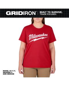 MLWF453R-L image(0) - Milwaukee Tool Women's GRIDIRON Logo Tee - Short Sleeve -  Red -  L