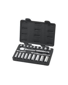KDT80557 image(0) - GearWrench 21 Piece 3/8 Inch Drive 6 & 12 Point Standard & Deep SAE Mechanics Tool Set