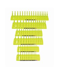 HNE92016 image(0) - Hansen Global 6 Piece 3 Row Socket Tray Set - Hi-Viz Yellow