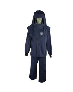 Oberon Suit Kit - Arc Flash - 12 Cal LAN&trade; - Comes with Hood with Hard Cap, Coat and Bib Overalls - Color: Navy Blue - Size: XL