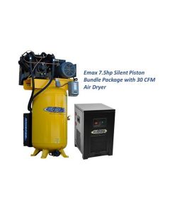 EMXESP07V080V3PK image(0) - Emax Compressor Silent Industrial Plus 7.5 HP 3 Phase 2-Stage 80 gal. Compressor with 30 CFM Dryer Bundle-With Pressure Lube Pump