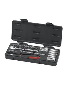 GearWrench 22 Piece 1/4 Inch Drive 6 & 12 Point Standard & Deep Metric Mechanics Tool Set