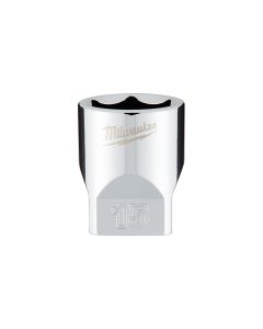 MLW45-34-9041 image(1) - Milwaukee Tool Milwaukee Tool 1/4" Drive 15mm Metric Socket with FOUR FLAT Sides, 6-Point, Vanadium Steel, Chrome
