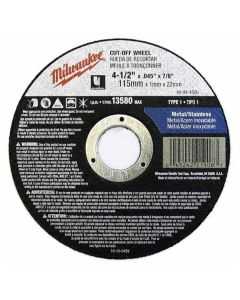 Milwaukee Tool 4-1/2" x .045" x 7/8" Cut-Off Wheel (Type 1)