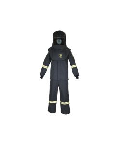 OBRTCG4B-SXL-HVSL image(0) - Oberon Suit Kit - Arc Flash - 40 Cal TCG&trade; - Comes with Hood, Coat, Bib Coveralls and  Fresh Air Arc Flash Hood Ventilation System & Light - Color: Black - Size: XL Short