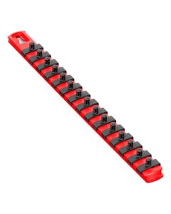 ERN8414M image(1) - Ernst Mfg. 13&rdquo; Magnetic Socket Organizer with 15 Twist Lock Clips - Red - 1/4&rdquo;
