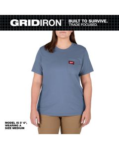MLWF451U-M image(0) - Milwaukee Tool Women's GRIDIRON Pocket T-Shirt - Short Sleeve -  Blue M