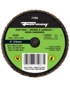 FOR71983 image(1) - Forney Industries Quick Change Flap Disc, 80 Grit, 3 in
