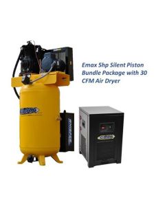EMXESP05V080I3PK image(0) - Emax Compressor Silent Industrial Plus 5 HP 3- Phase 2-Stage 80 Gal. Vertical Compressor with 30 CFM Dryer Bundle-With Pressure Lube Pump