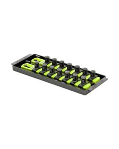 ERN8563HV image(0) - Ernst 2 Rail Universal Twist Lock Socket Tray 8", HI-VIZ, with 14) 1/2" Socket Clips