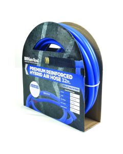 Premium Reinforced Hybrid Air Hose - 32 Ft, 1/4" Brass Male Fitting, Max Pressure: 300 PSI, 3/8" I.D.