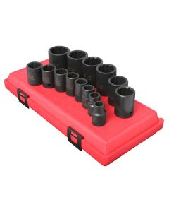 SUN2678A image(0) - SUNEX 1/2" Dr. SAE 12 Point Impact Socket Set on rail