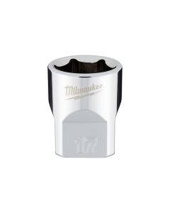 MLW45-34-9087 image(1) - Milwaukee Tool 3/8" Drive 17mm  Metric 6-Point Socket with FOUR FLAT Sides, Vanadium Steel, Chrome