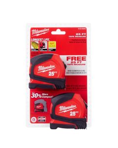 MLW48-22-6625G image(0) - Milwaukee Tool 25FT COMP TAPE MEASURE BOGO-PK