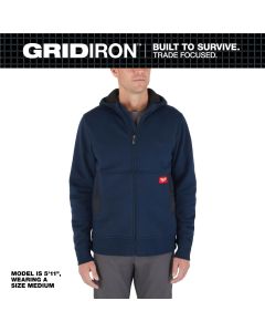 MLWM250U-L image(0) - Milwaukee Tool GRIDIRON Full-Zip Hoodie- Blue- L