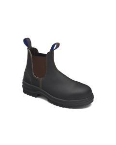 Blundstone Steel Toe Elastic Side Slip-On Boots, Water Resistant, Stout Brown, AU size 5, US size 6