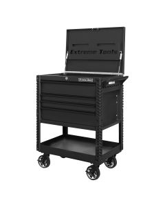 Extreme Tools 33" 4-Drawer Deluxe Tool Cart w/Bumpers, Matte Bla