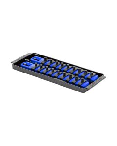 ERN8555 image(0) - Ernst 2 Rail Universal Twist Lock Socket Tray 8", Blue, with 18) 1/4" Socket Clips
