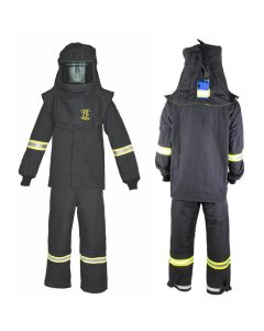 OBRTCG75B-5XL-HVSL image(0) - Oberon Suit Kit - Arc Flash - 75 Cal TCG&trade; - Comes with Hood, Coat, Bib Coveralls and Fresh Air Arc Flash Hood Ventilation System & Light - Color: Black - Size: 5XL